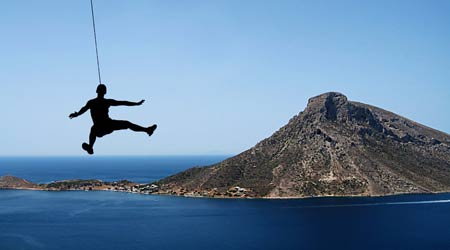 kalymnos scalare sopra il mare greco